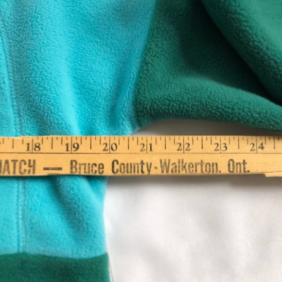 Women's Teal and Green Colourblock Fleece - Picture 5 of 10